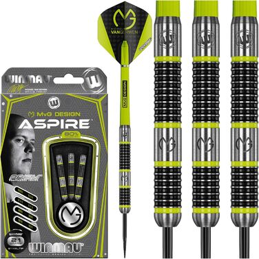 Дротики WINMAU Michael Van Gerwen MvG Aspire з вольфраму 21 г, сталевий наконечник, призмові крила та нейлонові хвостовики