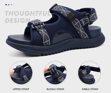 Чоловічі сандалії ONCAI Wandersandalen: сітка, літо, пляж, водний спорт, трекінг, регульовані ремінці (49 EU, блакитний)