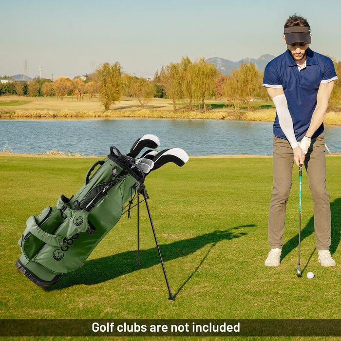 LIFEZEAL Гольф сумка: легка, з 8 верхніми відділеннями, 5 кишенями на блискавці, тримач для парасольки, водонепроникний захист та регульований плечовий ремінь для жінок та чоловіків (Зелена)
