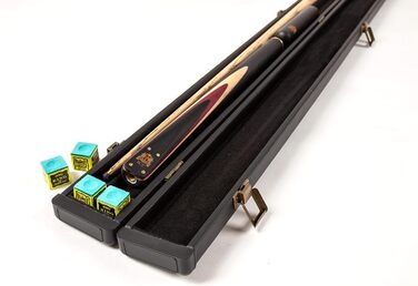 Більярдний кий BCE Heritage Sapele Snooker, магоні, ¾ розміру, 145 см - наконечник 9,5 мм, з подовжувачем 15 см та жорстким кейсом + аксесуари: наконечники ROS Elch, кубик крейди та крейда Riley