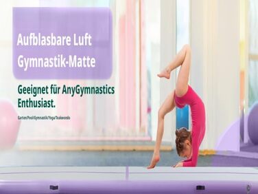 Гімнастичний мат Air Track для тумблінгу та йоги з електричним насосом, водонепроникний та протиковзний, фіолетовий (300x100x10 см)