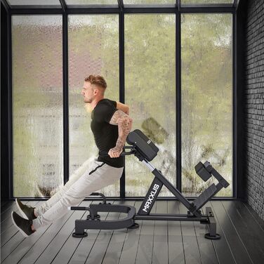 MAXXUS Тренажер для гіперекстензії - регульований, до 150/180 кг, з фіксацією ніг, ручками, прес-тренажер, римська лава, багатофункціональна тренувальна лава PRO