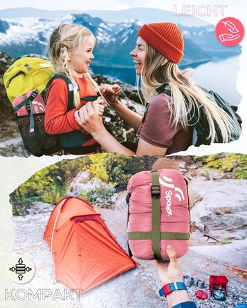 Сплячий мішок літній Sportneer 190x85 см: легкий, водонепроникний, для кемпінгу, походів, подорожей (рожевий)