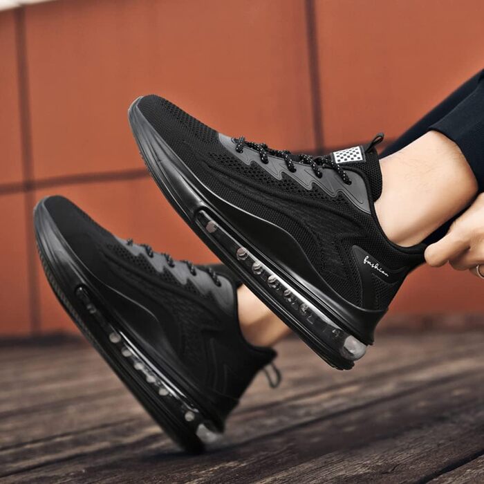 Спортивні кросівки LIN&LE для чоловіків та жінок: бігові, для занять спортом, повсякденні. Розмір 48 EU, чорний колір