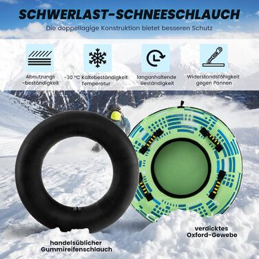 Надувний зимовий санки-кільце з тросом, 100 см, Costway. Ідеально для дітей та дорослих. Зручні ручки та насос в комплекті.