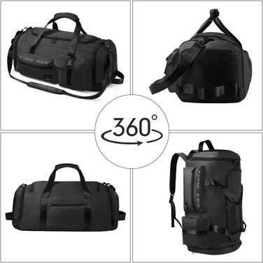 Спортивна сумка Flintronic 65L для тренувань та подорожей з відділенням для взуття та мокрих речей, функцією рюкзака та тримачем для валізи, чорна