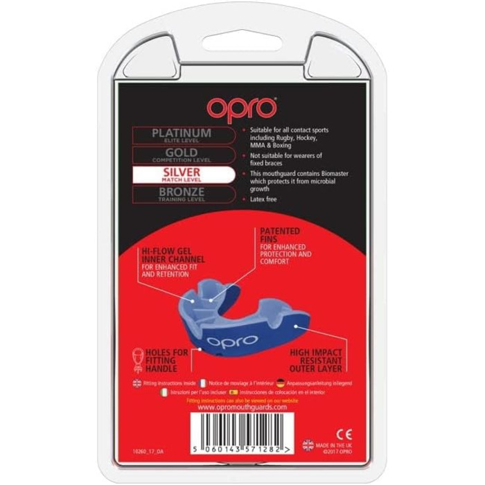Захисна капа OPRO Silver для регбі, хокею, ММА, боксу, баскетболу, синя, для юніорів