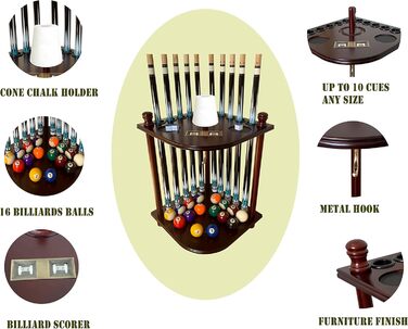 Стійка для більярдних київ на 10 київ Bodenständer, аксесуари для більярдного столу, 100% масивне дерево (махагон)