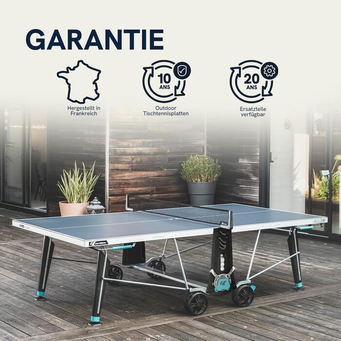 Стіл для тенісу Cornilleau 400X: складаний, вуличний, стійкий до погодних умов, блакитний/сірий, з меламіновою плитою 5 мм