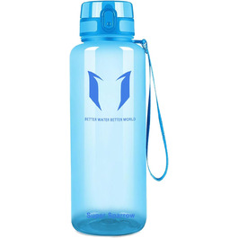 Спортивна пляшка для води Super Sparrow 1.5 л, герметична, BPA-Free, для школи, спорту, велосипеда, зручне пиття, глянцева, синя