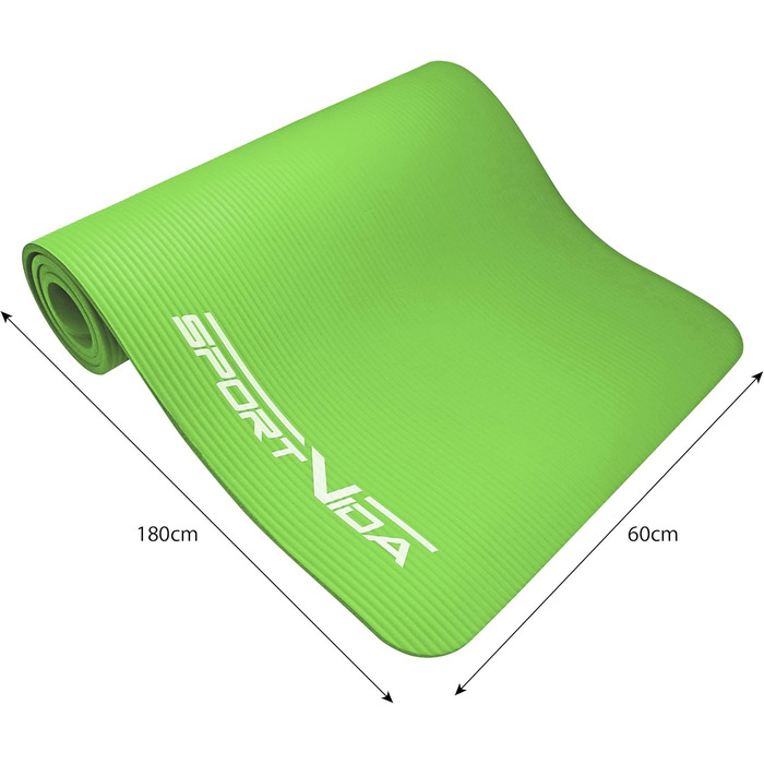Килимок для йоги SportVida з нековзким покриттям - NBR, 180 x 60 x 1 см, для дому, з сумкою, фітнес, 6 кольорів