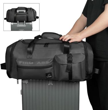 Спортивна сумка Flintronic 65L для тренувань та подорожей з відділенням для взуття та мокрих речей, функцією рюкзака та тримачем для валізи, чорна