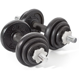 Гантелі York Fitness 20 кг зі змінними дисками, чавунні, набір 2 шт, чорні, регульовані спінлоки