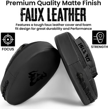 Боксерські подушки Islero Fitness чорного кольору для чоловіків та жінок: міцні, для ударів, MMA, муай-тай, кікбоксинг, хаки та джеб. Ідеальні для тренувань