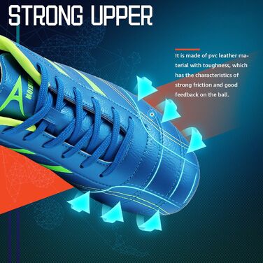 Дитячі футбольні бутси Littleplum - Outdoor Soccer Shoes, 37 EU, блакитний та зелений