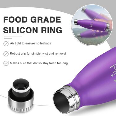 Термопляшка HoneyHolly 750 мл з нержавіючої сталі - спортивна, BPA-Free, для фітнесу, вело, з вуглекислим газом, темно-фіолетова