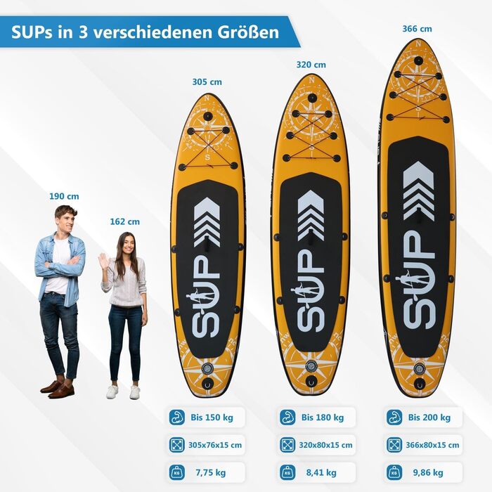 Надувний SUP Board 24MOVE® з аксесуарами: для йоги, серфінгу, дітей та дорослих, 366x80см, помаранчевий
