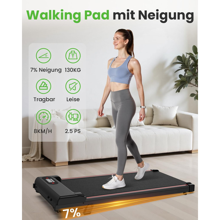 Біговий доріжка HomeFitnessCode з нахилом для дому - Walkpad, електрична, 1-8 км/год, міні, 90 см (чорний)