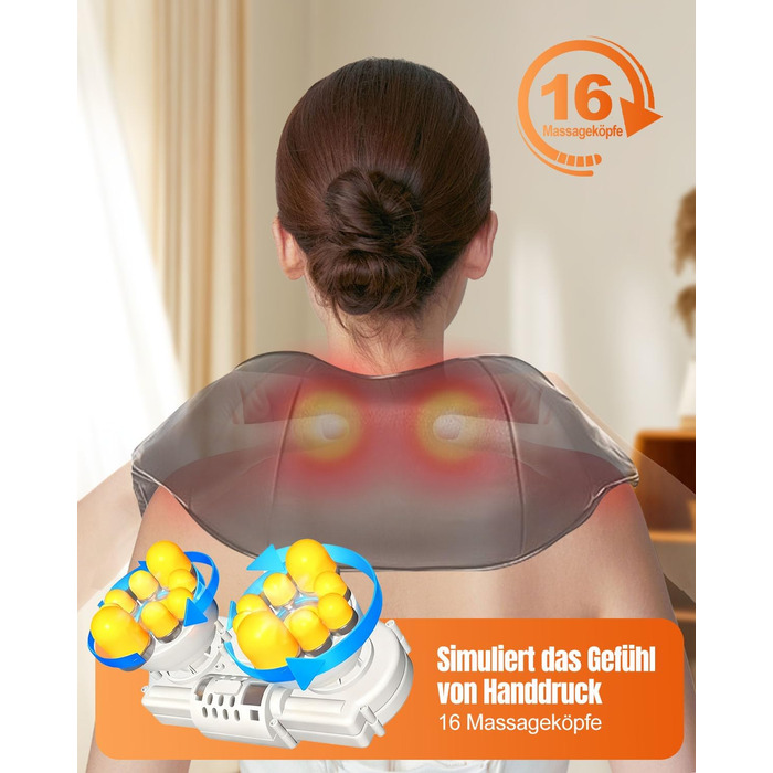 Масажер для шиї з підігрівом 2026, 4D Shiatsu масажер для шиї та плечей, знімає біль у шиї, спині, попереку тощо, з мережевим та автомобільним адаптером, подарунок для батьків та партнерів, чорний