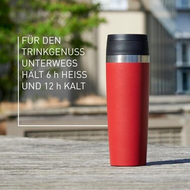 Термокухоль Emsa Classic N2023850 з кришкою 360°, 0.5 л, нержавіюча сталь, порошкове покриття, Petrol Blau