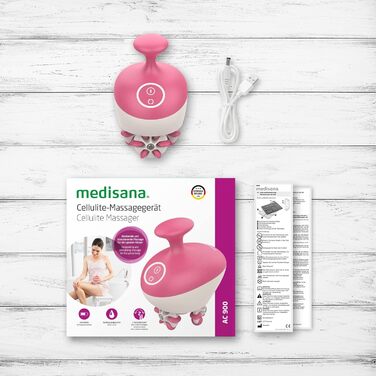 Medisana AC 900 антицелюлітний масажер для підтягнення шкіри, бездротовий, з акумулятором 2 покоління, 3 обертові ролики, 2 рівні інтенсивності