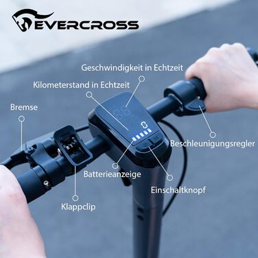Електросамокат EVERCROSS EV10S MAX для доріг, 500W, 15.6Ah, 80-150 км, 20 км/год, складаний, додаток, 10'' вакуумні шини з гелем