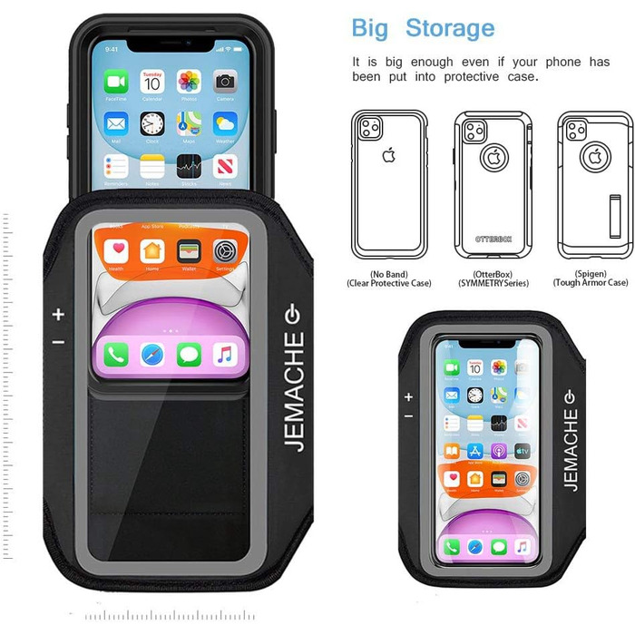 Браслет-тримач для iPhone 16e, 16, 15, 14, 13, 12, 11 JEMACHE (Чорний)