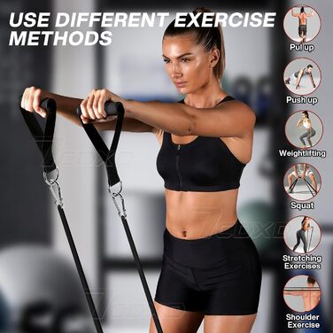 Набір еластичних стрічок для фітнесу, 6 рівнів опору, з ручками та фіксатором для дверей, для силових тренувань, бодібілдингу та домашньої гімнастики