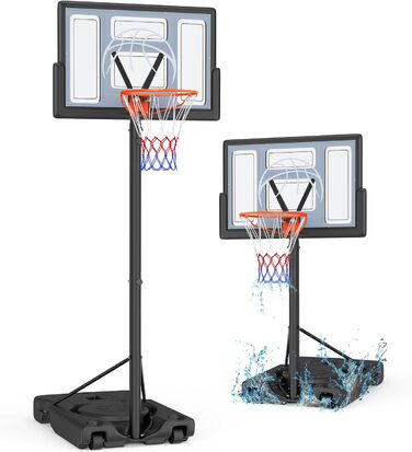 Баскетбольний кошик для вулиці, регульована висота 135-305 см, стійка з задньою панеллю 111x72 см, для дітей, підлітків та дорослих