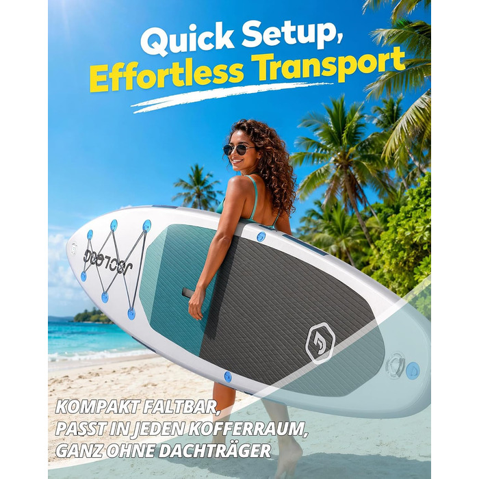 SUP дошка для плавання стоячи Premium Allround 320x81x15 см, до 200 кг, з сидінням, для 2-х осіб (біло-блакитний)