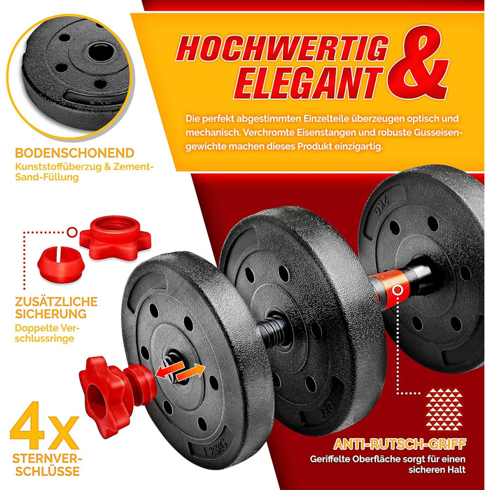Набір гантелей 2 в 1 Hanteln Set 15-30kg: регульовані гантелі, штанга, з'єднання 30 кг