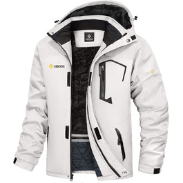 Чоловіча зимова куртка GEMYSE для катання на лижах, тепла, вітронепроникна, водонепроникна, дихаюча, з багатьма кишенями, з капюшоном, білий, розмір L