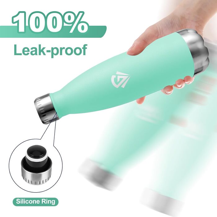 Термос-пляшка 750 мл, термокана з подвійними стінками, для газованої води, без BPA, витокозахисна, ізольована фляка з нержавіючої сталі для університету, роботи, подорожей, спорту, активного відпочинку, хлопчиків та дівчаток, темно-зелена