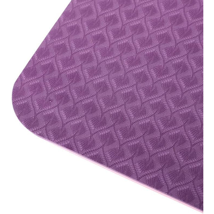 SHOP LC Йога-мат нековзкий для фітнесу, пілатесу та подорожей, рожево-фіолетовий, з ременями для перенесення