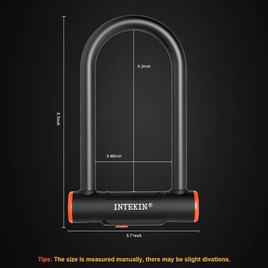 Замок для велосипеда U-подібний, 16 мм, міцний, з кріпленням, чорний, для шосе та гірських велосипедів, мідь