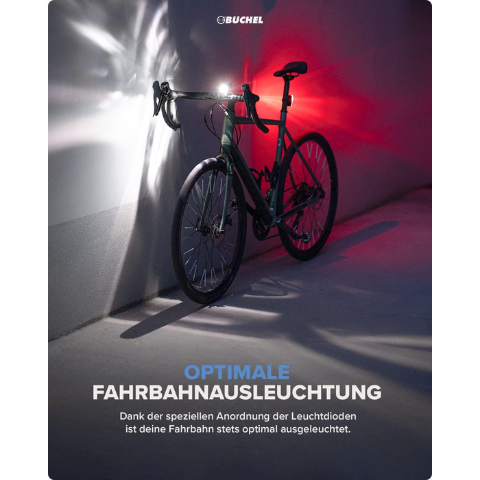 Фари для велосипеда Büchel BL 300 I StVZO (Німеччина) I До 13 годин роботи I 30/15 LUX I З батарейками I Чорний