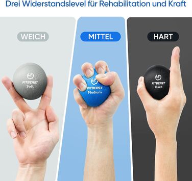 Набір для тренування рук FitBeast (6 шт.) - для силових вправ, регенерації та зняття стресу. Підходить для чоловіків, жінок та людей похилого віку.