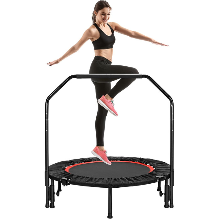 Трамплін для фітнесу LIFERUN Ø101 см, вантажопідйомність 150 кг, з 3 регульованими рівнями ручок, червоний