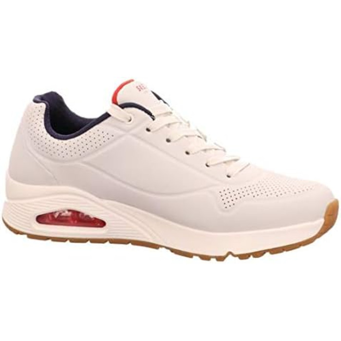 Кросівки Skechers Uno Stand On Air для чоловіків, білі, Durabuck, темно-синій, червона окантовка, 41.5 EU