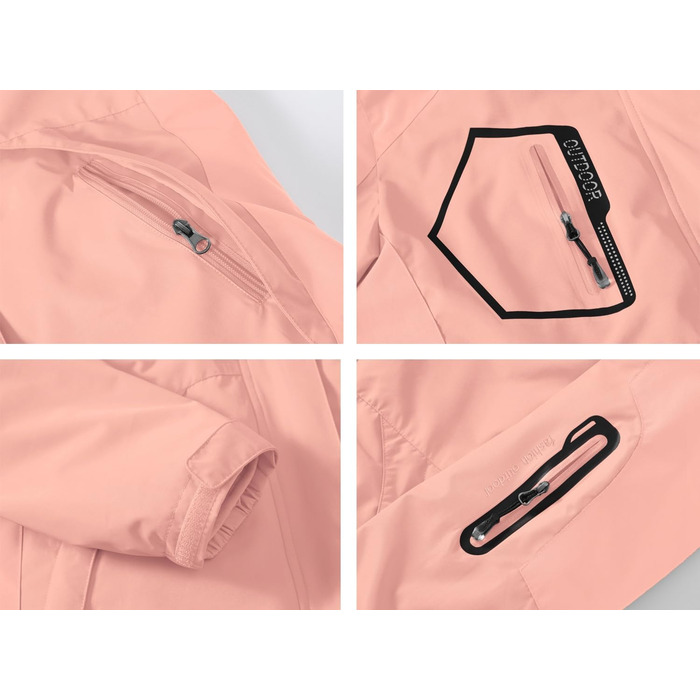 Жіноча куртка YSENTO 3-в-1: тепла флісова куртка, водонепроникна та вітронепроникна, функціональна, softshell з капюшоном (L, Рожевий)