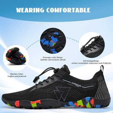 Водні шкарпетки WateLves для плавання, серфінгу та відпочинку на пляжі. Швидка сушка, дихаючі, розмір 36-48 EU (чорний трикутник, 41 EU)