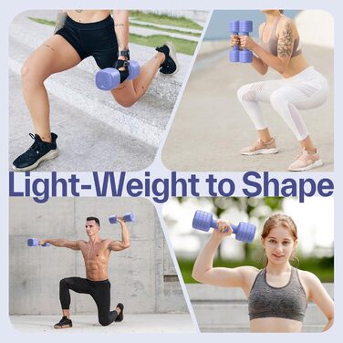 Sportneer Регульовані гантелі для жінок - набір з 2 гантелей (по 1-2,5 кг) з неслизьким TPU-покриттям, 4-в-1 набір гантелей для фітнесу вдома, домашній спортзал та силові тренування (світло-блакитний)