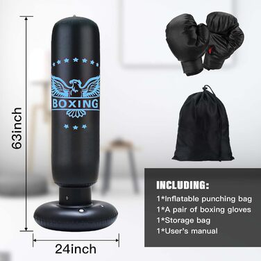 Надувний боксерський мішок для дітей 160 см з рукавичками. Підходить для карате, тхеквондо, ММА. Боксерський мішок з підставкою для дорослих та дітей.