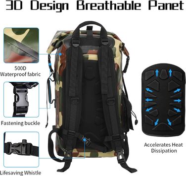 Водонепроникний рюкзак Dry Bag 35L для каякінгу та рафтингу (зелений)