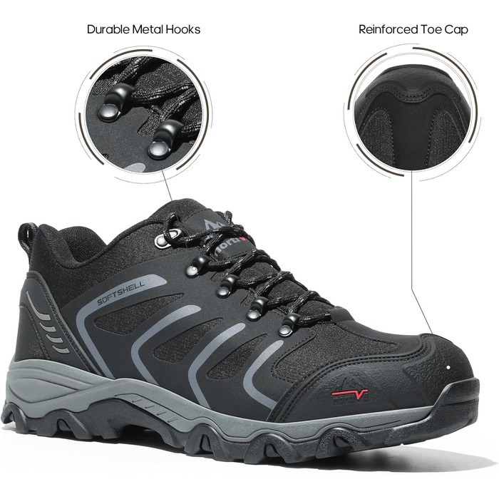 Чоловічі водонепроникні трекінгові черевики NORTIV 48 EU (широкі) - чорний, темно-сірий