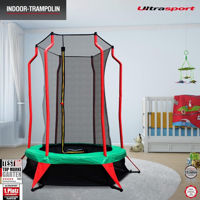 Батут Ultrasport Uni-Jump для дітей: Ø 140/183/244/305/366/460 см, до 150 кг, комплект з сіткою, захистом та монтажним набором
