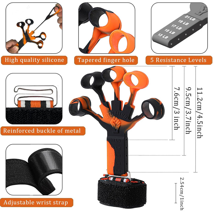 Набір для тренування сили кисті та передпліччя Griffkrafttrainer (5 шт., помаранчевий)