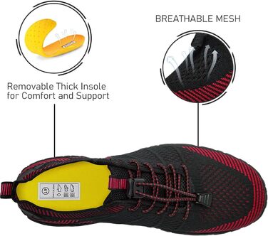 Водні черевики WateLves для чоловіків та жінок, шкарпетки для плавання, аквашузи для серфінгу, дайвінгу, фітнесу, чорний/червоний, 43 EU