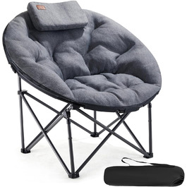 Крісло для кемпінгу EVER ADVANCED Luxus Moonchair XXL: широке, з подушкою, 150 кг, сіре