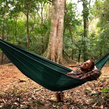 Гамак для кемпінгу на 2 особи, 275x140 см, 300 кг, з сумкою, для саду, балкону, відпочинку на природі (Pfauenblau/Pfauengrün)